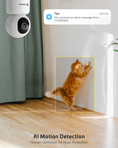 2K 3MP WiFi Surveillance Camera Indoor with AI Motion Detection Compatible with Alexa Assistant