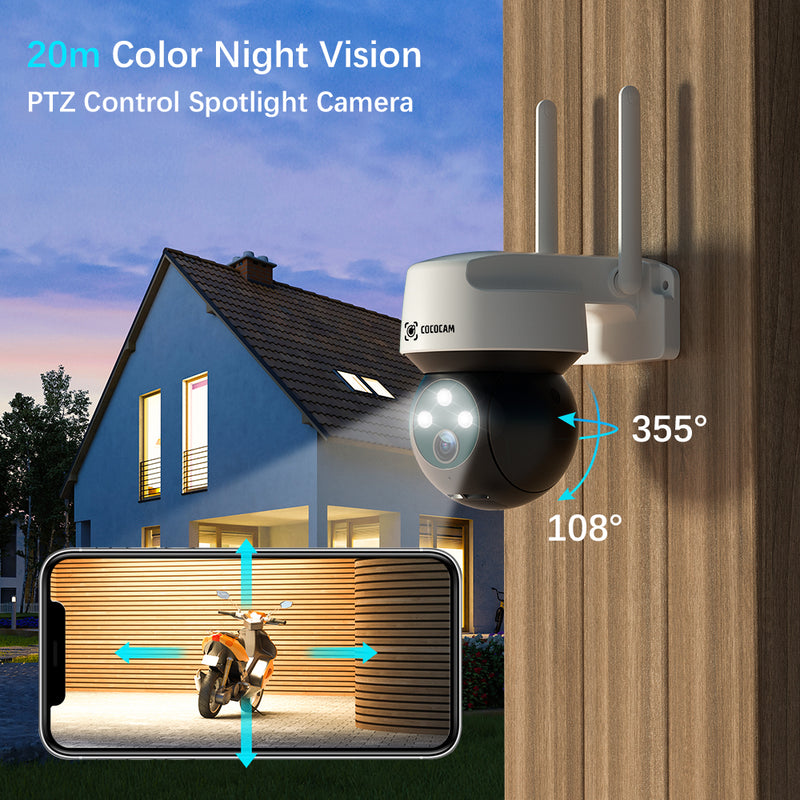 Cococam 2K Security Camera Outdoor with Color Night Vision